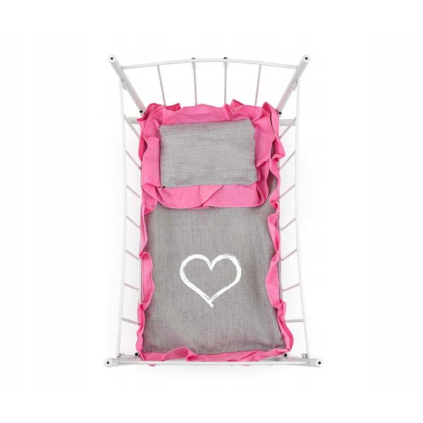 Letto e culla per bambole Lily con baldacchino Prestige Pink 47 cm
