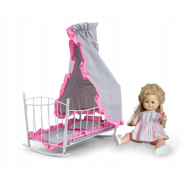 Letto e culla per bambole Lily con baldacchino Prestige Pink 47 cm