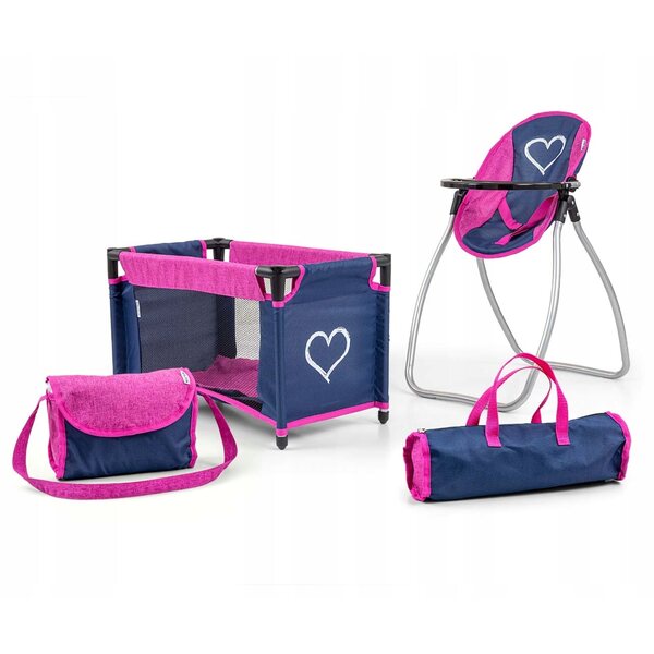 Set per bambole Milly Mally Elsa 4 in 1: dondolo, lettino, seggiolone e borsa