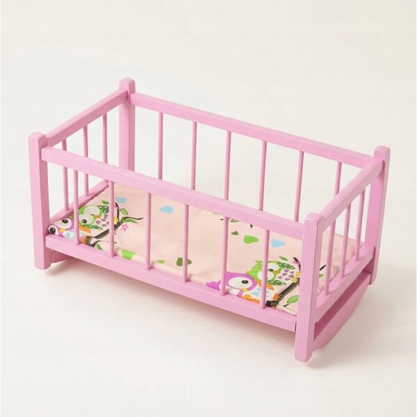 Holzwiege für rosa Peewit-Puppen mit Matratze, Spielzeug für Kinder