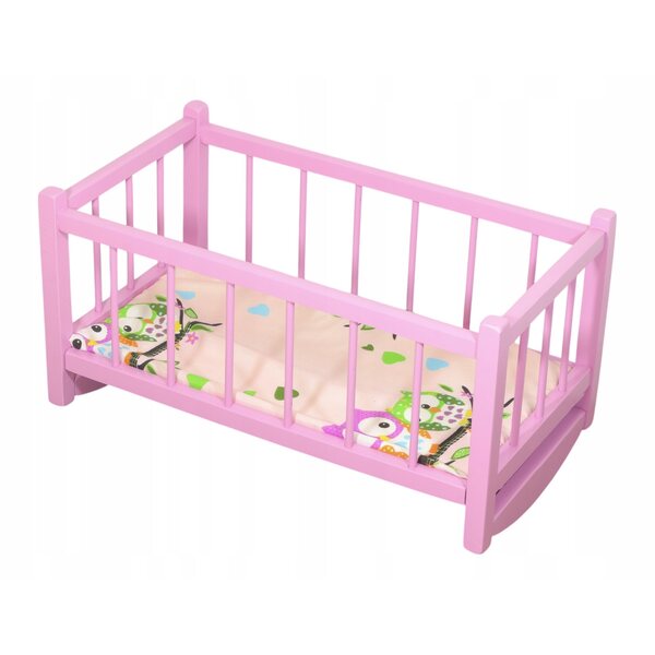 Holzwiege für rosa Peewit-Puppen mit Matratze, Spielzeug für Kinder