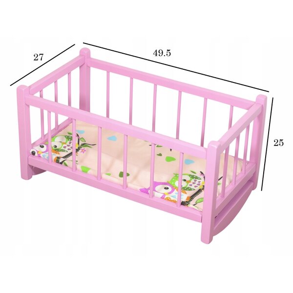 Holzwiege für rosa Peewit-Puppen mit Matratze, Spielzeug für Kinder