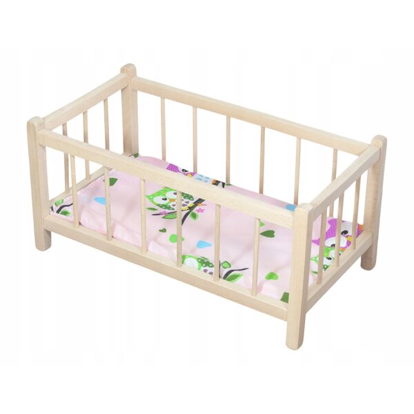 Letto in legno per bambole Peewit con materasso e biancheria a motivo floreale