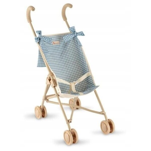 Ein Kinderwagen für Puppen bis 57 cm von Asia Noel, Beige und Blau