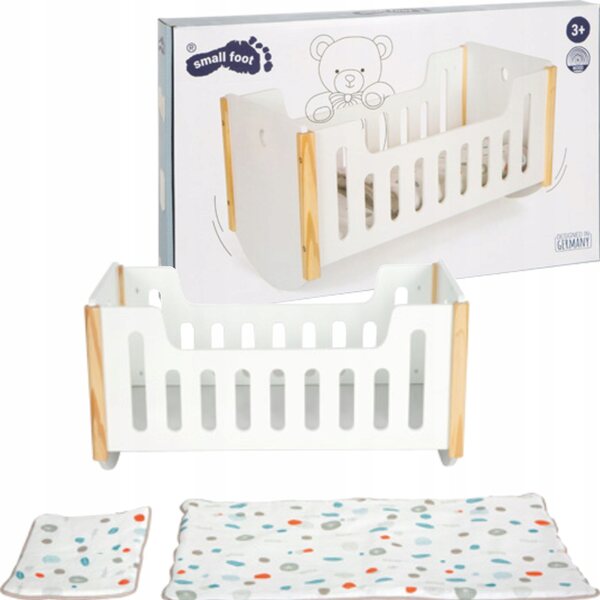 Holzwiege für Puppen mit Kissen und Decke Small Foot Weiß