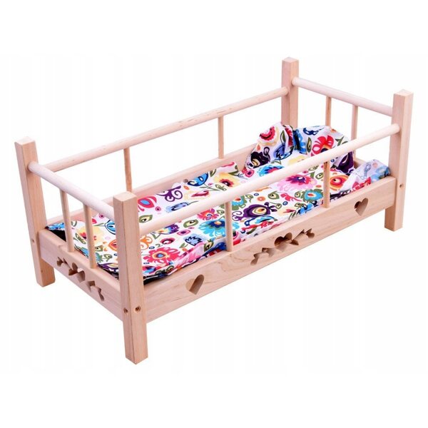 Holzbett für 50-cm-Puppen mit Malimas-Leinen - Lernspiel
