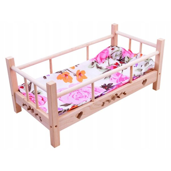 Holzbett für 50-cm-Puppen mit Malimas-Leinen - Lernspiel