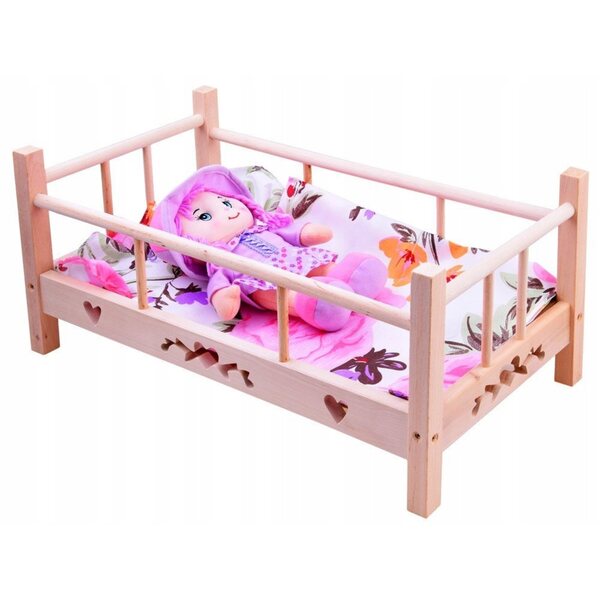 Holzbett für 50-cm-Puppen mit Malimas-Leinen - Lernspiel