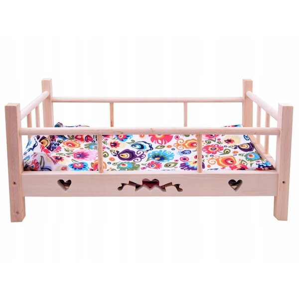 Holzbett für 50-cm-Puppen mit Malimas-Leinen - Lernspiel