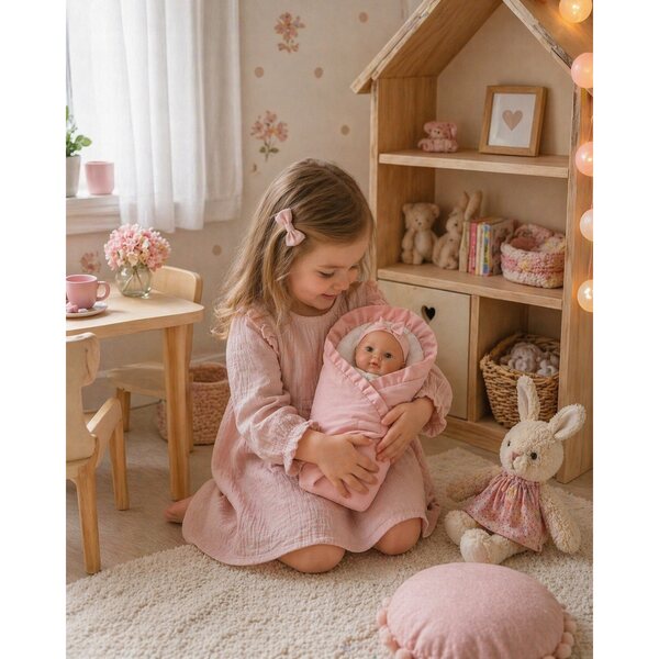 Becik Stirnband für Queen Pink White Dolls, 30-35 cm mit Rüschen