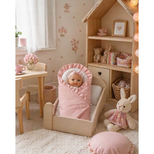 Becik Stirnband für Queen Pink White Dolls, 30-35 cm mit Rüschen