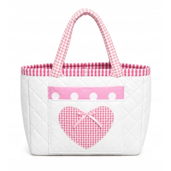 Sweet Angel Puppentasche, weiß mit Taschen, gesteppte Baumwolle, 30x25 cm