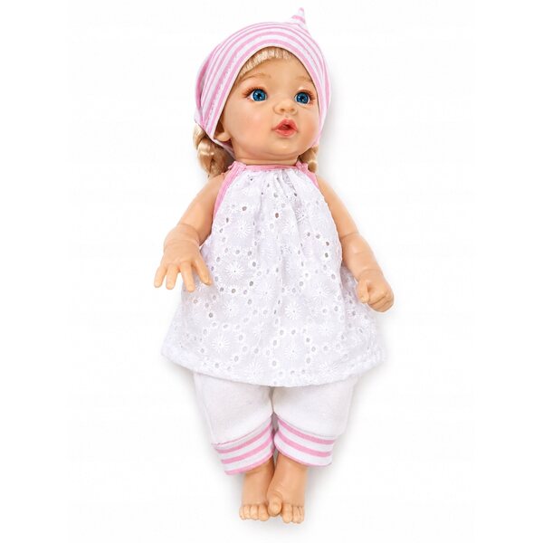 Bekleidungsset für 30–35 cm große Puppen: besticktes Kleid, Hose und Schal