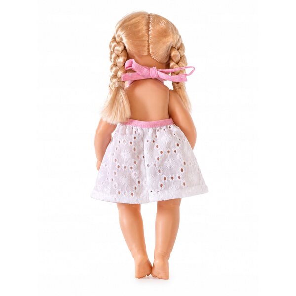 Bekleidungsset für 30–35 cm große Puppen: besticktes Kleid, Hose und Schal