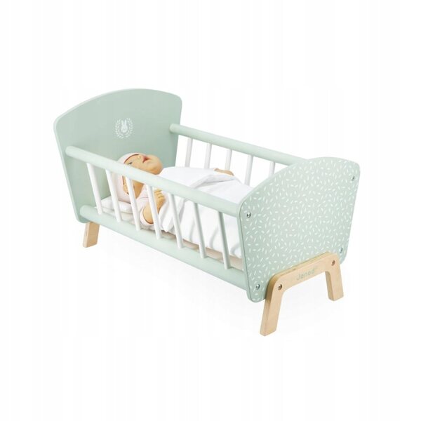 Janod Lettino in Legno per Bambole fino a 42 cm con Cuscino e Materassino