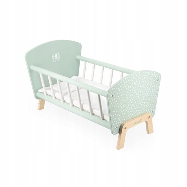 Janod Lettino in Legno per Bambole fino a 42 cm con Cuscino e Materassino