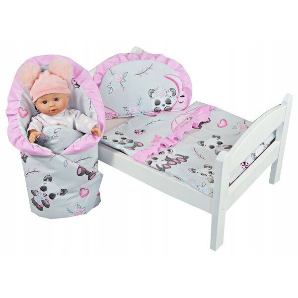 Komplettes Puppenwäsche-Set mit Krümel, Kissen und Baumwolldecke