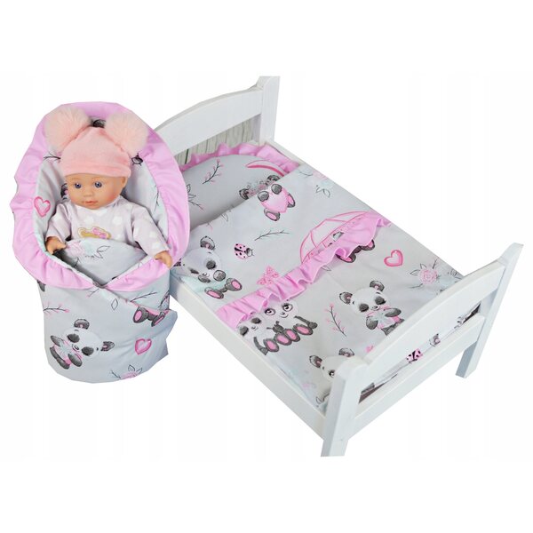 Komplettes Puppenwäsche-Set mit Krümel, Kissen und Baumwolldecke