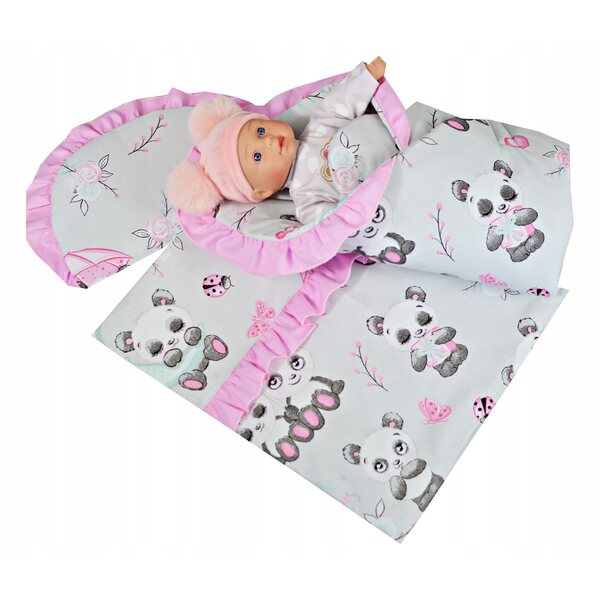 Komplettes Puppenwäsche-Set mit Krümel, Kissen und Baumwolldecke
