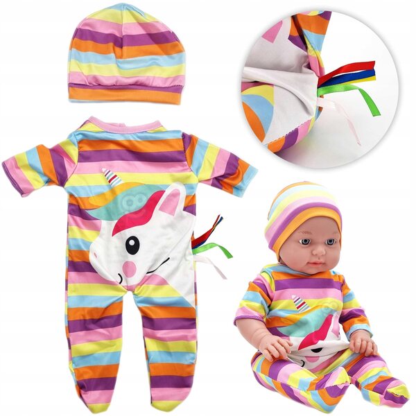 Woopie-Kleidungsset für 43–46 cm große Puppen mit Body, Pyjama und Einhornhut