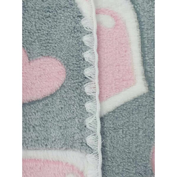 Soffice coperta double face misura 29 cm con cuori grigi, morbida e delicata