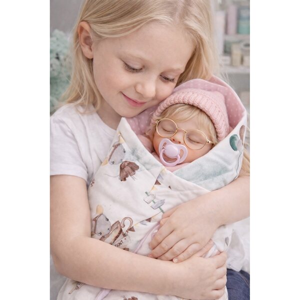 Elegante Decke für Puppen 42-47 cm mit rosa Rüschen – Pracownia Olo