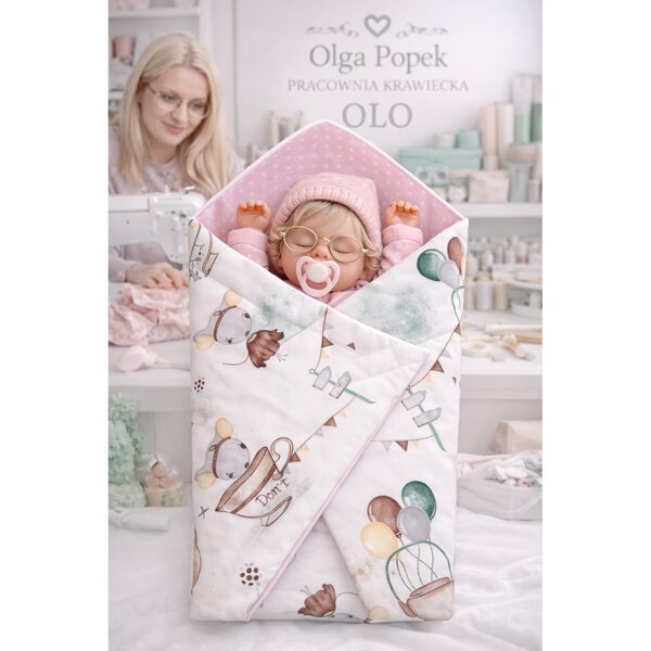 Elegante Decke für Puppen 42-47 cm mit rosa Rüschen – Pracownia Olo