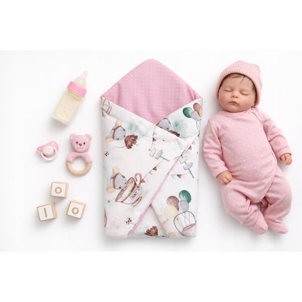 Elegante Decke für Puppen 42-47 cm mit rosa Rüschen – Pracownia Olo