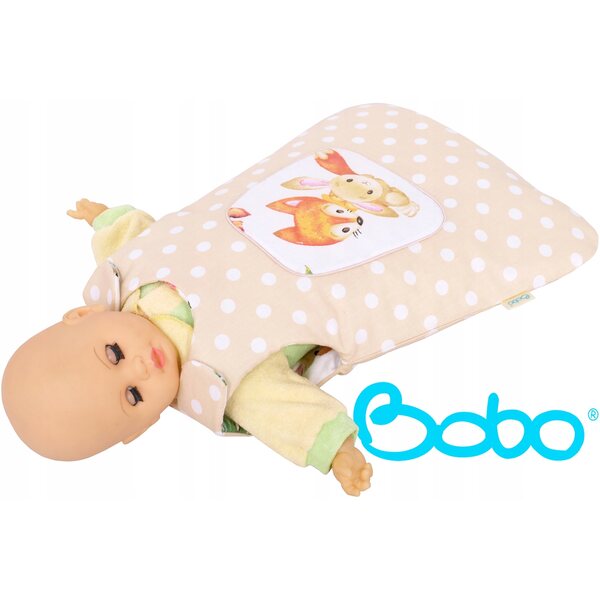Schlafsack für BOBO-Puppe mit Baumwollapplikation, für Kinderbett und Wiege