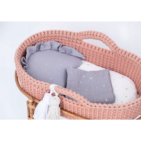 Culla per bambola Like Moses con lenzuola e struttura in legno 55x32 cm