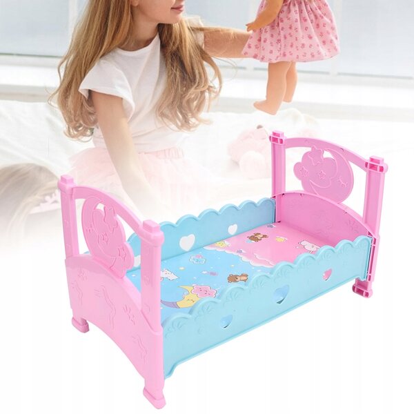 Letto per bambole in plastica durevole, gioco educativo per bambini 3+ anni