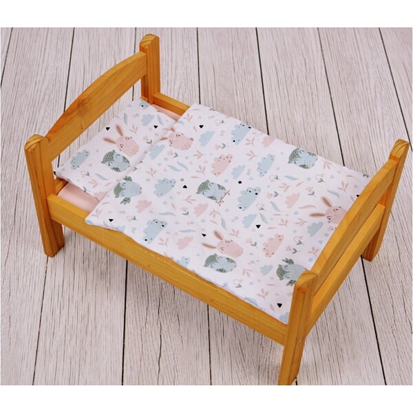Komplettes Bettwäscheset für Puppenwagen aus Baumwolle mit Kissen und Decke