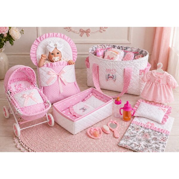 Otulacz Becik Sweet per Bambole 40-45 cm, Sacco Nanna Doppio Uso Rosa