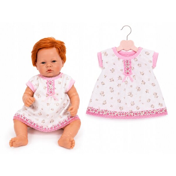Abito in pizzo rosa per bambole 40-45 cm con motivo floreale