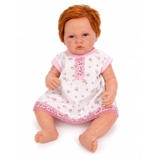 Abito in pizzo rosa per bambole 40-45 cm con motivo floreale