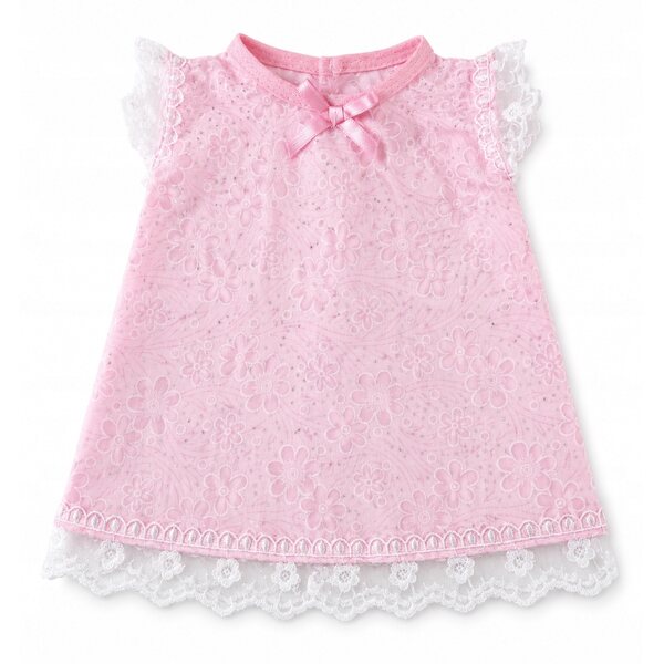 Elegantes rosa Kleid mit Spitze für Puppen 40-45 cm, handgefertigt
