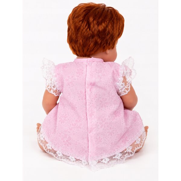 Elegantes rosa Kleid mit Spitze für Puppen 40-45 cm, handgefertigt