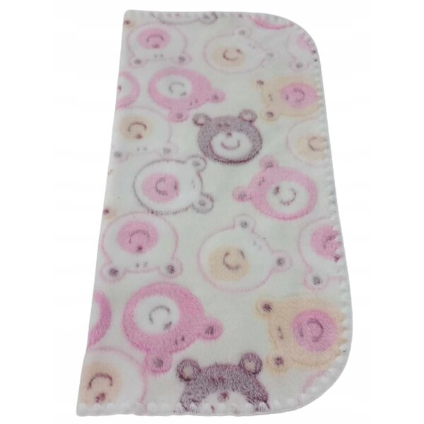 Koc per bambole doppia faccia morbido con motivo orsetti colorati 50x53 cm