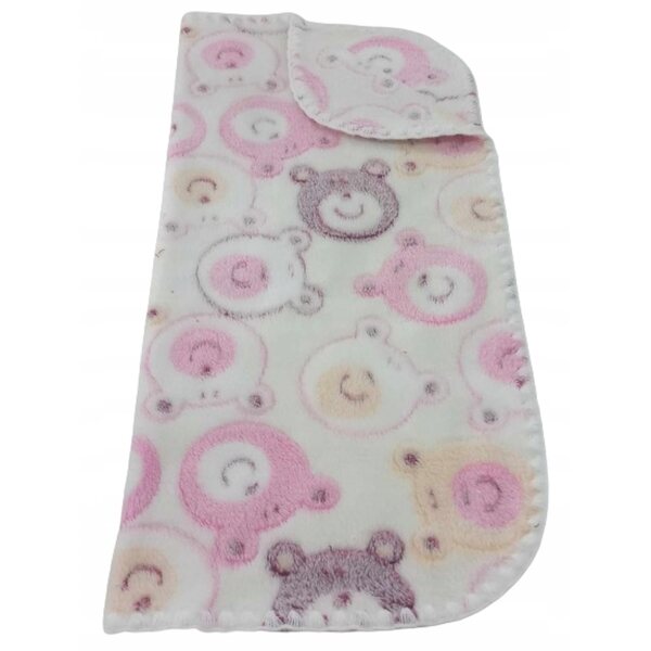 Koc per bambole doppia faccia morbido con motivo orsetti colorati 50x53 cm