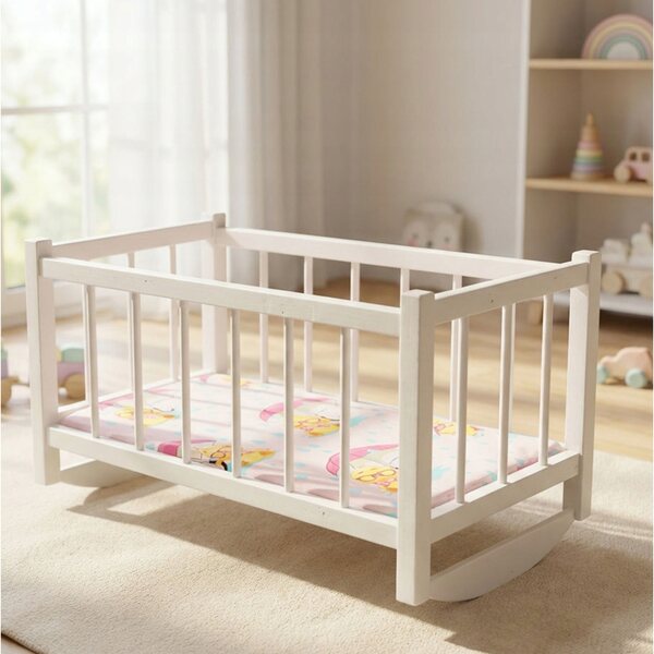 Culla in Legno Bianco per Bambole Peewit - Design Classico e Sicuro