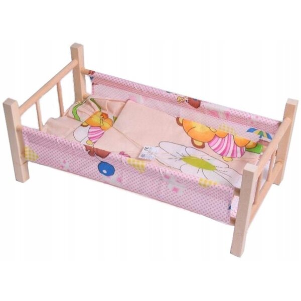 Letto in tessuto per bambole Malimas con biancheria, robusto e colorato 23x53x27 cm