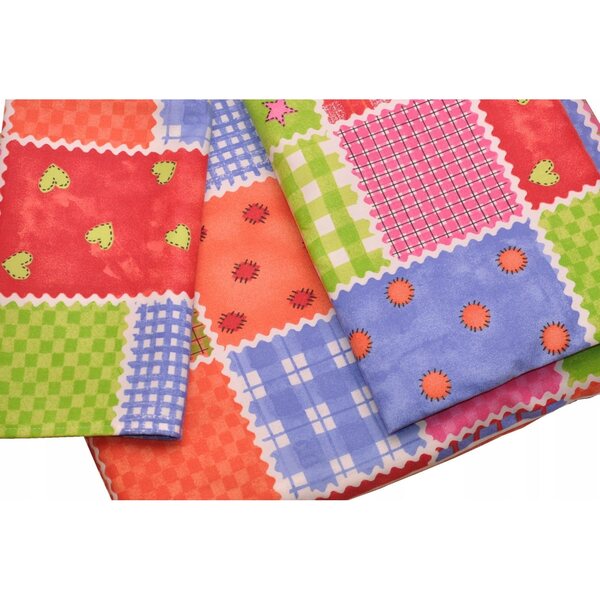 Mehrfarbiges Patchwork-Leinen für Puppenbett und Kinderwagen – 3 Stück