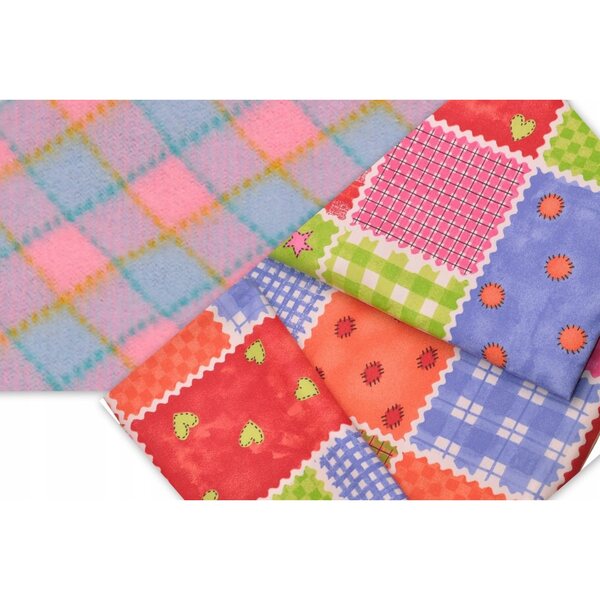 Mehrfarbiges Patchwork-Leinen für Puppenbett und Kinderwagen – 3 Stück