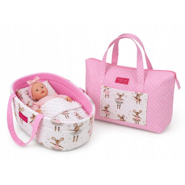 Gondola per bambole Sweet Ballerina con biancheria morbida e design elegante
