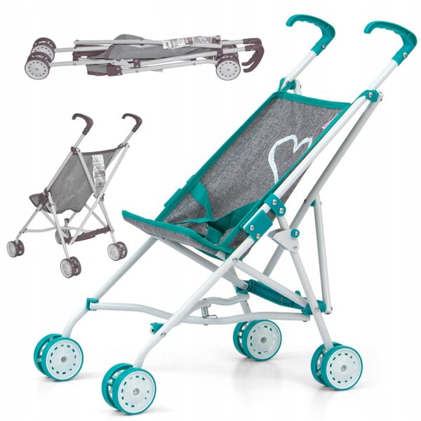 Passeggino per bambole Milly Mally Julia Prestige Mint, leggero e pieghevole