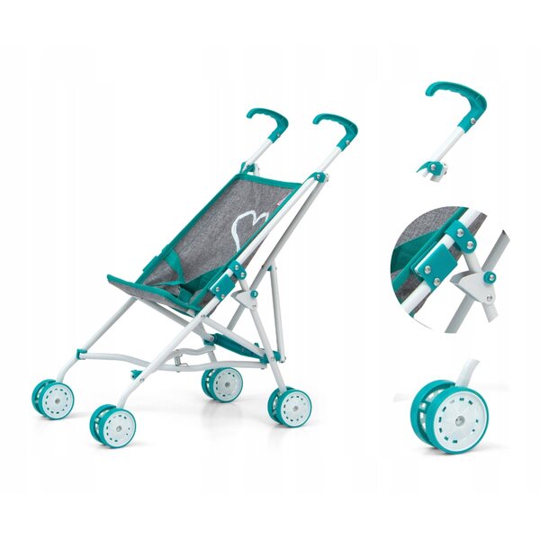 Passeggino per bambole Milly Mally Julia Prestige Mint, leggero e pieghevole