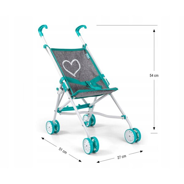 Passeggino per bambole Milly Mally Julia Prestige Mint, leggero e pieghevole