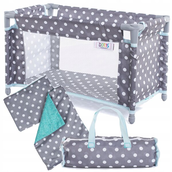 DORIS 3 in 1 Set: Kinderbett, Hochstuhl und Schaukel für Puppen bis 45 cm
