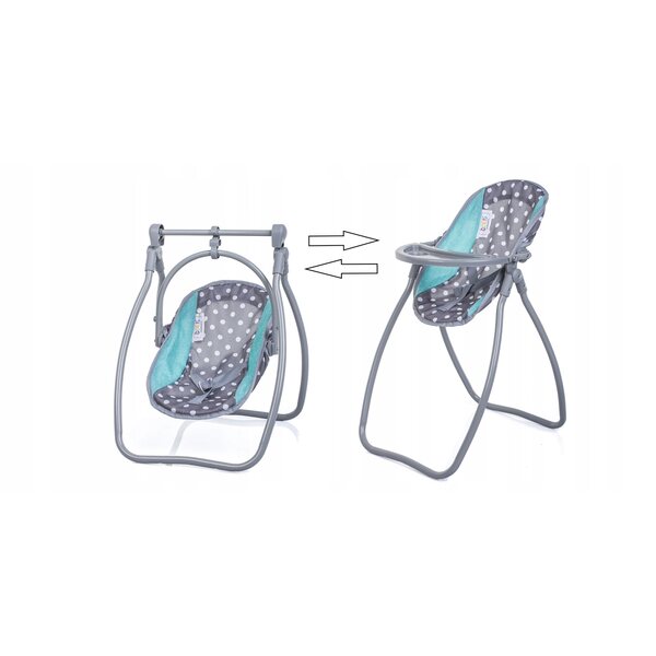 DORIS 3 in 1 Set: Kinderbett, Hochstuhl und Schaukel für Puppen bis 45 cm