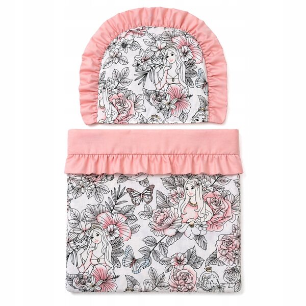 Pink Princess Ruffle Doll-beddengoedset gemaakt van premium katoen